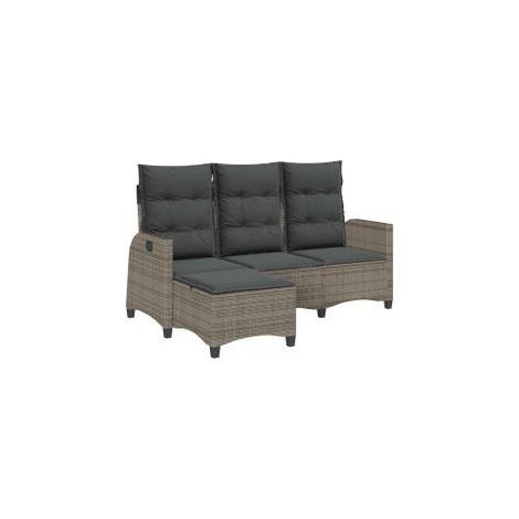 Canapé de jardin inclinable coussins forme de L gris polyrotin (1/5)
