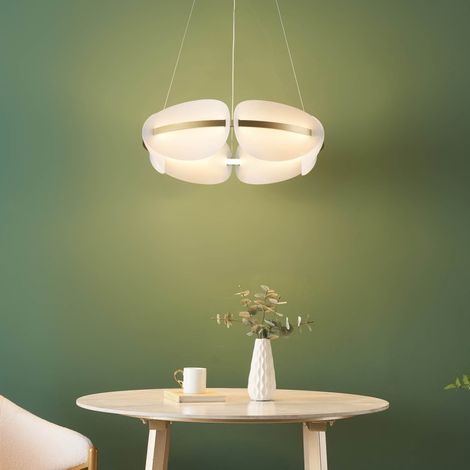 Runde goldene LED-Pendelleuchte dimmbar mit satiniertem Glas 62 cm - Cristalia