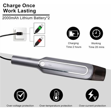 Aspirateur à Main Sans Fil Portable 6000Pa - Puissant, Rechargeable 2000mAh, Mini Aspirateur pour Voiture, Canapé et Nettoyage de la Maison avec 2 Buses (1/4)