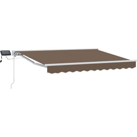 Cadre de store à persiennes manuel avec éclairage LED, gris-brun, 3,5 x 2 mètres (1/5)