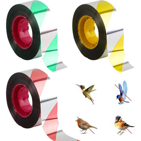 Anti Pigeon pour Balcon, Paquet de 3 Ruban Anti Oiseaux, Ruban Effaroucheur Oiseaux, 2.4cmx100m Bande Holographique Anti Oiseaux