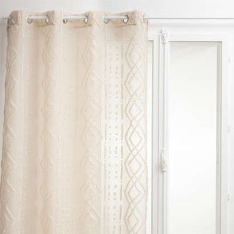Atmosphera – Rideau voilage à œillets 140x240cm lin – Imprimé jacquard élégant – 8 œillets pour installation facile – Accessoire décoratif intérieur (1/2)
