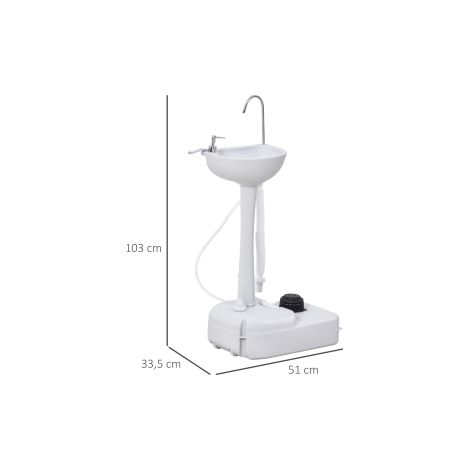 Lave-mains mobile blanc avec roulettes et format compact pour maison, camping et événements (1/5)
