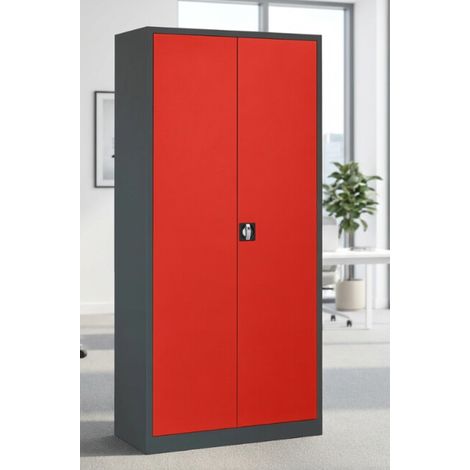 STIER Armoire universelle Basic 92 x 42 cm 4 étagères Anthracite Rouge (1/5)