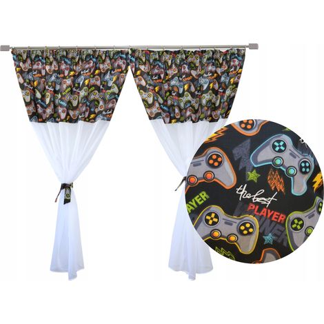 Tenda a tema gaming per la camera di un adolescente, design GAAMING, 400x160