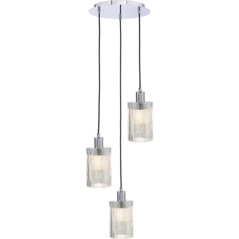 Dar 3 Suspension à 3 lumières en chrome poli