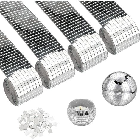 4 Rouleaux 6400 Pièces Mosaique Miroir Autocollant, 5x5 mm (1/4)
