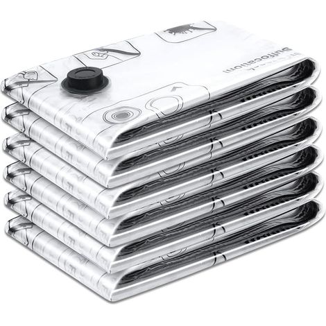 Lot de 6 Sacs de rangement sous vide, 40 x 60 cm, pour vêtements, oreillers, couettes, literie (1/5)