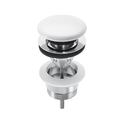 Universal-Klick-Klack-Stecker mit Keramikabdeckung, 65 mm, weiß glänzend