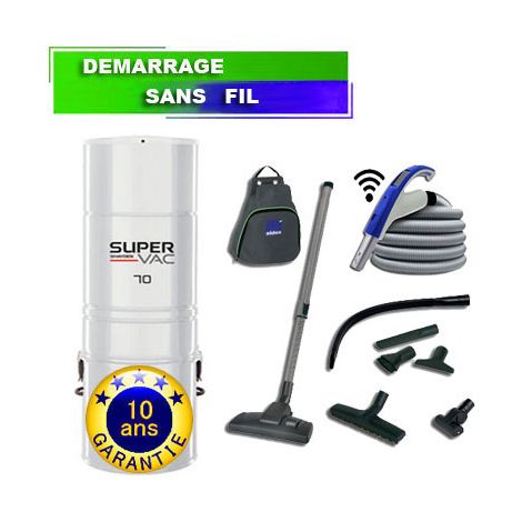 Aspirateur centralisé type Aldes HAYDEN SuperVac 70 Garantie 10 ans (jusqu’à 350 m²) + set de nettoyage (1/3)