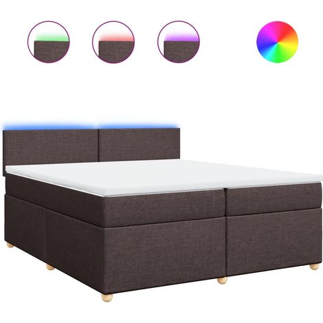 Maison Exclusive - Cama box spring con colchón tela marrón oscuro (1/5)