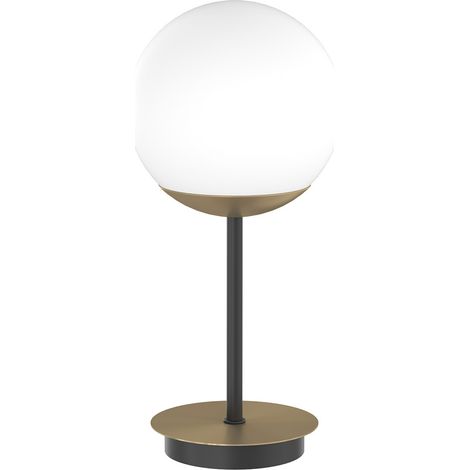 Abatjour Moderno Clear Metallo Nero E Ottone Vetro Bianco 1 Luce E27
