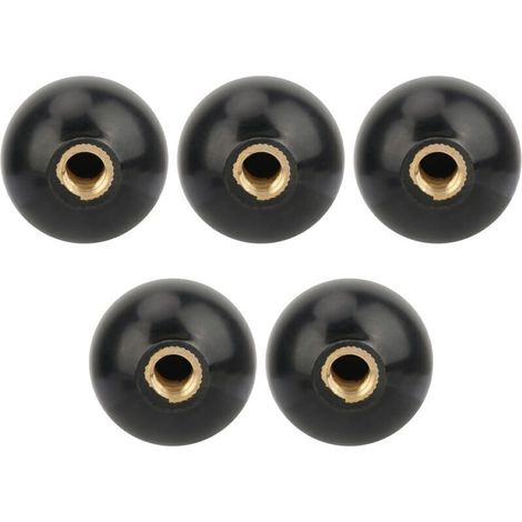 Bouton de boule filetée, 5pcs M10x35 boule de manette ronde en noir en bakélite avec bouton de levier pour opération de la machine, poignées de rechange (1/4)