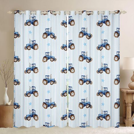 Rideaux de fenêtre motif tracteur dessin animé pour garçons et filles, taille L, style ferme, camion, bons rideaux occultants, style rayé, 2 panneaux, 175 x 140 cm - 175x140cm (HxB) (1/5)