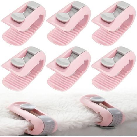 Clip Housse de Couette - 6 Pièces - Plastique Souple - Dimensions 53 x 26 x 20 mm - Antidérapant à Bandes - Pour Lit Maison ou Chambre d'Hôtel - Rose (1/5)