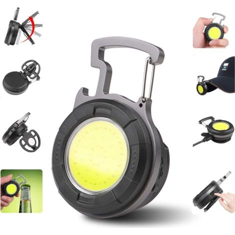 Mini LED Lampe de Poche COB Lampe de Travail Portable Petites Porte-clés Lampes de Poche étanches Baladeuse Led Rechargeable Ouvre-bouteille pour Camping Éclairage d'urgence Atelier (1/3)