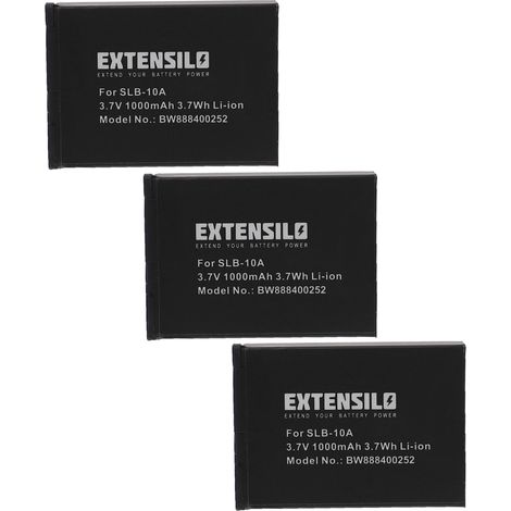 EXTENSILO 3x Akku kompatibel mit Samsung EX2F, ES60, ES55, ES50, L210, L200, L110, L100, IT100, HZ15W, HZ10W, ES63 Kamera (1000 mAh, 3,7 V, Li-Ion) (1/3)