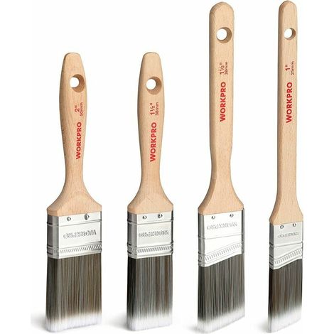 Set mit 4 professionellen Pinseln mit robusten Buchenholzgriffen, 100 % FSC-zertifiziert, 2 Flachpinsel (25 mm / 38 mm) und 2 Winkelpinsel (25 mm / 38 mm), kein Haarausfall (1/5)
