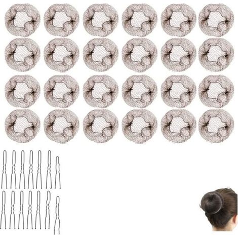 Filets à Cheveux - Non spécifié - 20 Pièces - Élastique - 50 Clips en U - Brun (1/4)