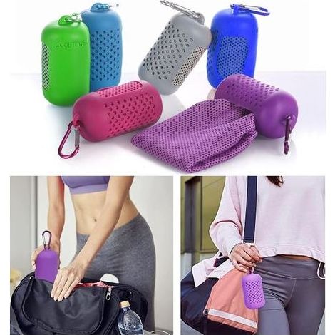 Serviette rafraîchissante, lot de 3, serviettes de sport en microfibre, rafraîchissantes et à séchage rapide pour un effet rafraîchissant instantané, serviette glacée, idéale pour le fitness, le sport (1/4)