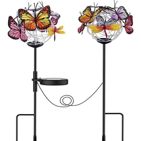 Lot de 2 lampes solaires papillon décoratives pour jardin extérieur (1/5)