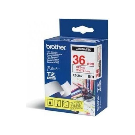 BROTHER Cinta laminada blanco/rojo 36mm (1/5)