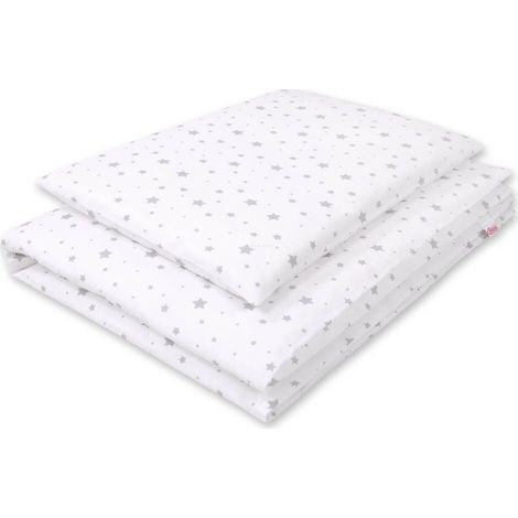 Juego de ropa de cama infantil de 2 piezas de algodón, 135x100 cm, con mini estrellas grises sobre fondo blanco. (1/4)