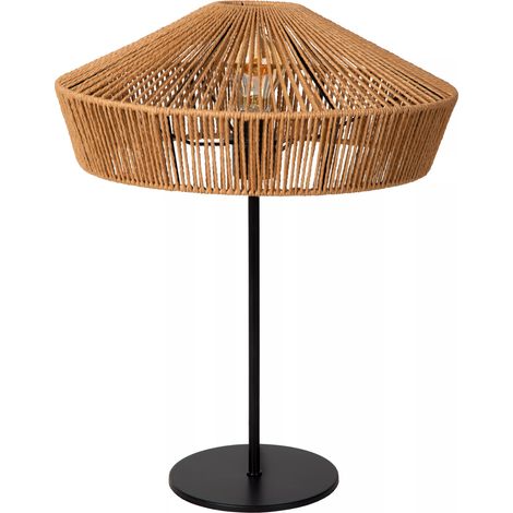 Lampada da tavolo Yunkai Lucide E27 rattan nero marrone (1/5)