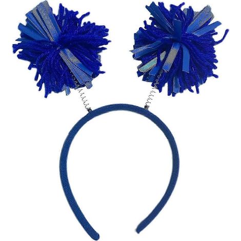 Bandeau décoratif à pompon en fourrure pour fille, bandeau amusant, serre-tête à pompon duveteux pour Halloween, Noël, anniversaire-Royal Blue