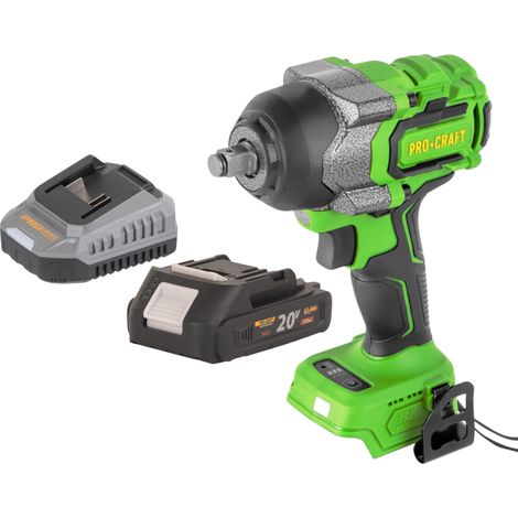 Atornillador de impacto a batería Procraft PWA36bb 20 V 850 Nm 1/2" sin escobillas + 1 batería de 2,0 Ah + cargador