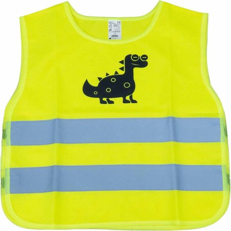 Gilet réfléchissant jaune dinosaure pour enfants amio-03936