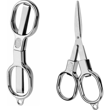 2pcs Mini Ciseaux Pliants en Acier Inoxydable, Petits Ciseaux de Poche pour la Sécurité Porte-Clés Portable Voyage Maison Bureau Artisanat Couture Accessoires pour Infirmières (Argent) (1/5)