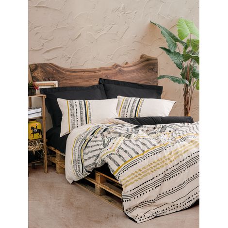 Funda nórdica, funda nórdica, ropa de cama Set Negro Blanco Gold (1/3)