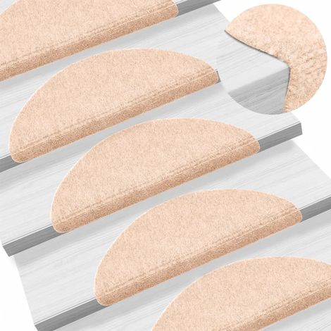 10 pcs Tapis d'escalier Tapis autoadhésifs de marches Tapis Salon Tapis Chambre Marron 56x17x3cm Aiguilleté BZTE528373 (1/5)