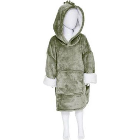 Plaid Sweat Capuche Enfant Dino 60x95cm Vert (1/3)