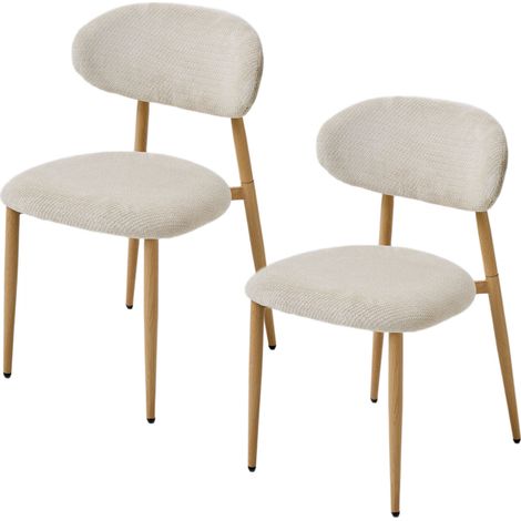 PPkrimnel Lot De 2 Chaises À Manger Beige Avec Pieds Couleur Chêne