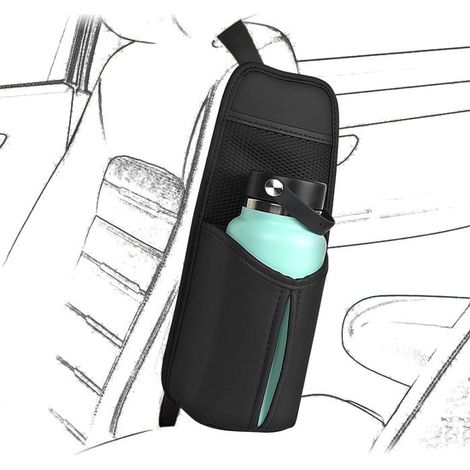 Dailygoody，Soporte para asiento de coche，Bolsa de almacenamiento para botellas grandes，Negro，Apto para botellas Owala，Ideal para llevar de viaje (1/5)