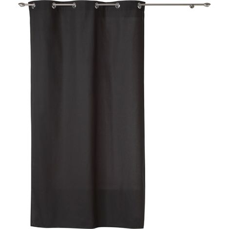 Rideau a oeillets coton uni 140 x 240 cm Panama Noir (1/3)