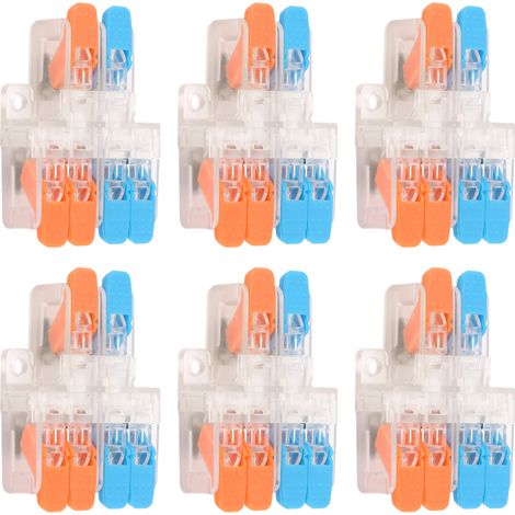 Lot de 10 connecteurs rapides 2 entrées/4 sorties pour conducteurs de 0,5 à 6 mm², 41 A, 450 V