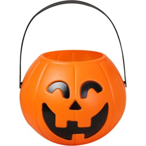 Seau de citrouille d'Halloween portable durable, décoration polyvalente, panier de fruits à sucre, idéal pour les fêtes et les cadeaux de vacances (grand) (1/4)