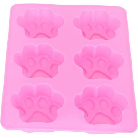 Stampo a sei scomparti a forma di zampa di gatto rosa, stampo per pane al cioccolato, per la preparazione di torte fatte a mano. (1/4)