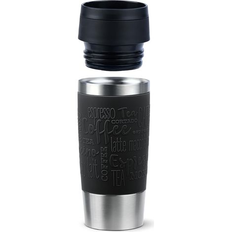 Travel Mug Classic Gobelet isotherme 0,36 l Bouchon à vis confortable Acier inoxydable 4 h chaud et froid 8 h 100% étanche Passe au lave-vaisselle Ouverture à 360° Noir (1/5)
