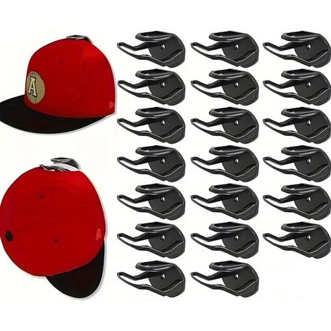 (20 pièces, noir) Crochets muraux adhésifs pour ranger vos chapeaux, pour murs, portes et placards. Aucun perçage requis.