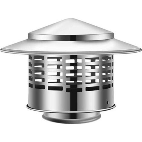 Chapeau de cheminée, chapeau de cheminée rond en acier inoxydable, chapeau de tuyau de four externe, chapeau de cheminée à tête conique (75 mm) (1/4)