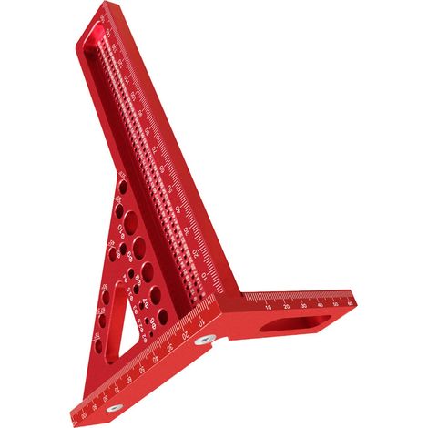 Règle de mesure multi-angles 3D en alliage d'aluminium métrique, angle de 22,5 à 90 degrés, équerre de menuisier avec goupille. (1/5)