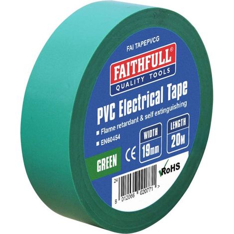 Faithfull 00351920GNTB PVC Electrical Tape Green 19mm x 20m FAITAPEPVCG
