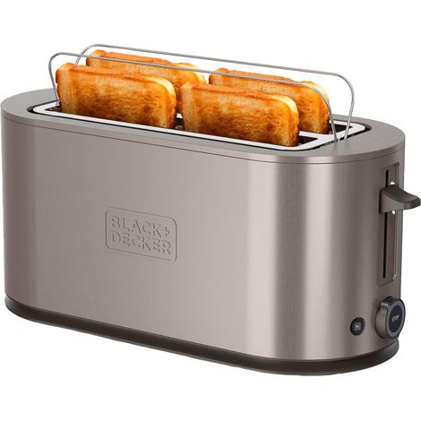Grille-Pain Extra Large 1500W Fentes grandes 260x42mm 7 Niveaux de Brunissage 6 Bandes de Mica Incandescent 3 Fonction Intégrées Support Pliable pour Viennoiseries (1/5)