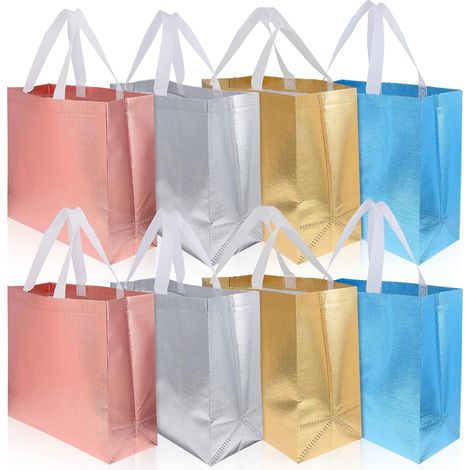 Lot de 8 sacs réutilisables avec poignées indéformables et