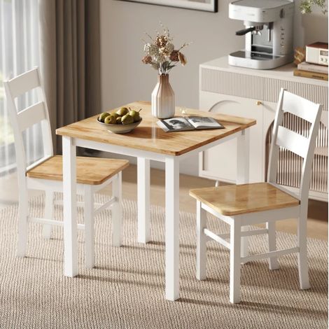 Sillas comedor de madera de caucho roble y blanco OKMYHOME (1/5)