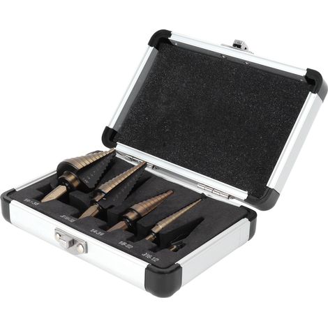 Jeu de forets étagés à cannelure droite métrique HSS, 5 pièces, pour percer des plaques d'acier (1/5)